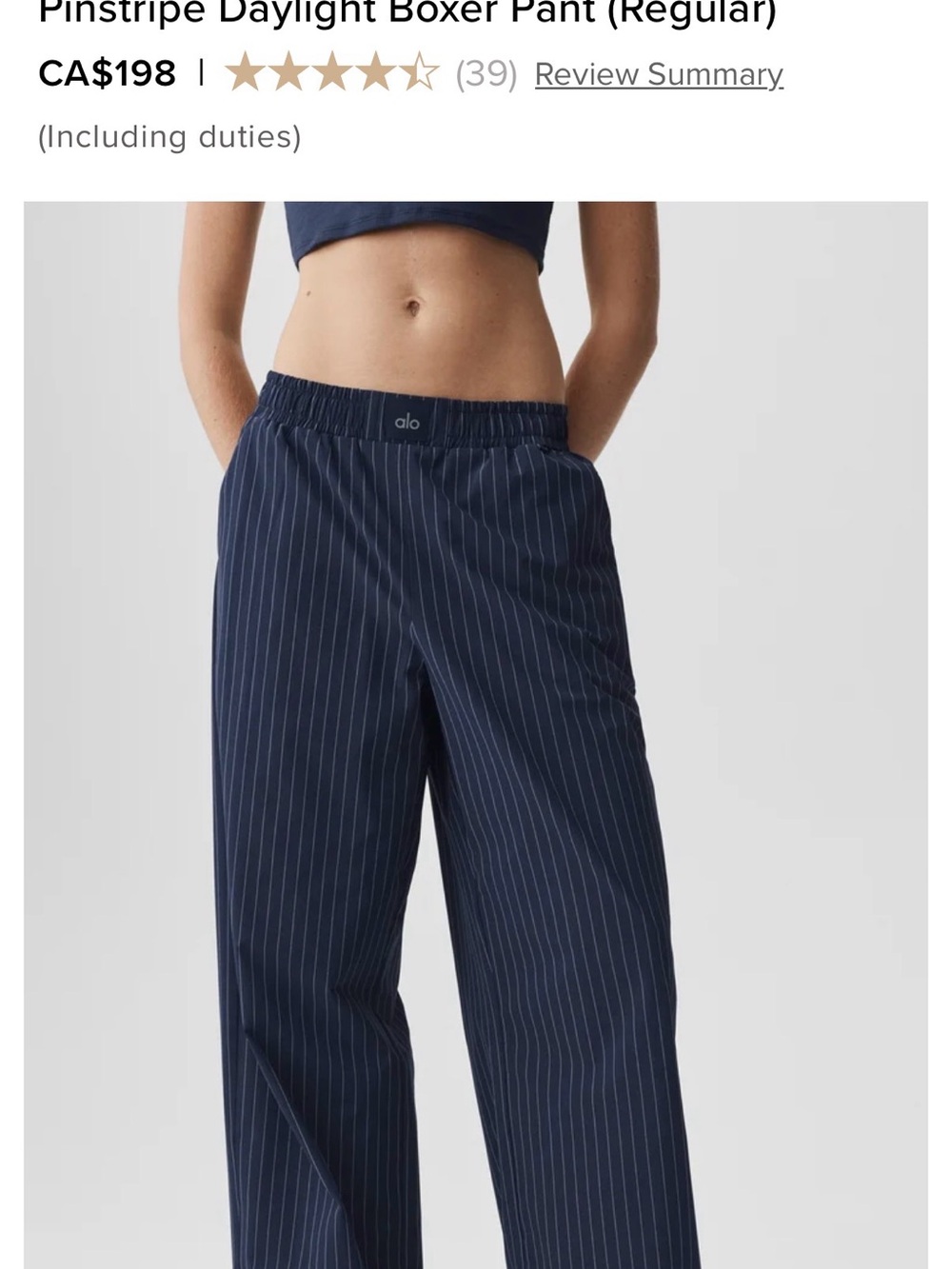 ALO Yoga Navy Pinstripe pants - Picture 4 of 4